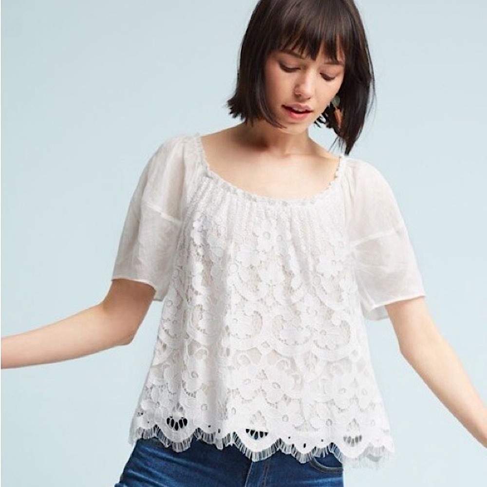 Elegant White Lace Women's Top